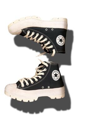 CONVERSE
 Black High Top Sneakers with Cream Accents
